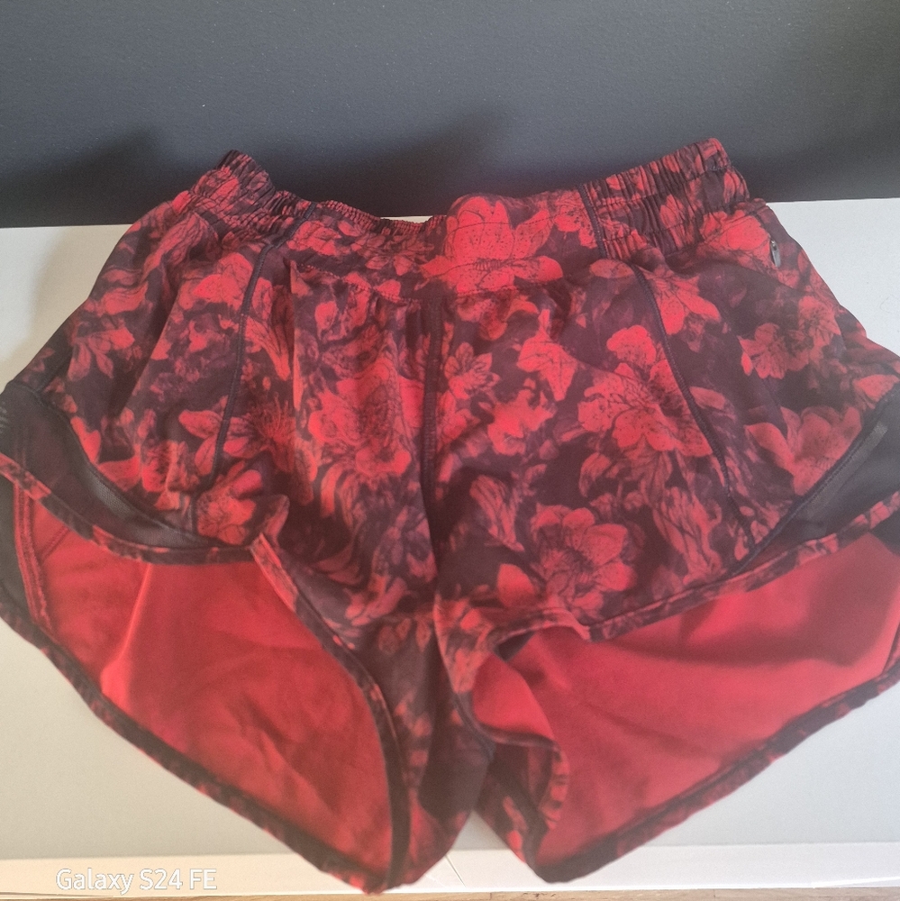 lululemon athletica Red Floral Athletic Shorts